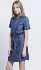 A.P.C. Mini abito donna Jess denim con cintura linea A Shift taglia 38 US 4/6