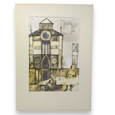 STAMPA 'CATTEDRALE' - FRANCO GENTILINI 1960 FIRMATA E DATATA IN LASTRA