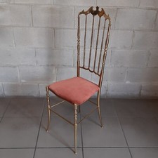 Sedia Chiavari Ottone Lucido Tessuto Imbottito Rosso Collezione Vintage Anni ‘50