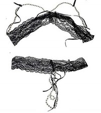 Completo erotico donna hot reggiseno perizoma in perle merletto K.25068