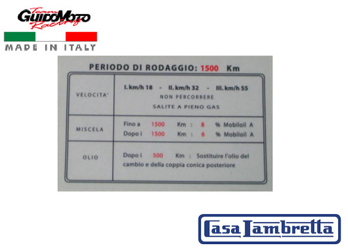 Adesivo istruzioni rodaggio - adesivo,