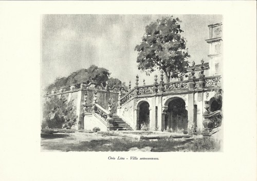 Stampa antica orio litta - litta, villa