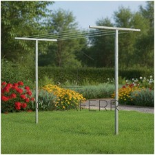 Stendino con Pali da Cementare Assemblabile + FILO PVC  Stendi Panni Giardino