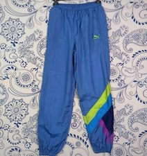 PUMA PANTALONI GINNASTICA GABBER TROUSERS TRIACETATO FODERATO RAVE PARTY LOOK L
