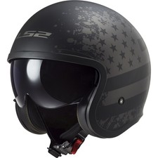 Casco Moto - LS2 OF599 Spitfire II 2 Bandiera Nera - Casco Jet Con Visiera Sole