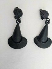 SS20 Moschino Couture Jeremy Scott CAPPELLO STREGA NERO OPACO CLIP ON ORECCHINI TRUCCO