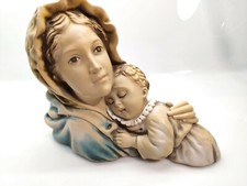 ANTICA SCULTURA IN GESSO POLICROMA MADONNA CON IL BAMBINO