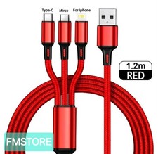 CAVO RICARICA 3 IN 1 FILO INTRECCIATO RINFORZATO 120 CM PER CELLULARE TABLET #L6