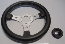 Volante sterzo sportivo nero e cromato con pulsante clacson diam da 320 Fiat 500