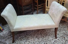 DORMEUSE DIVANETTO SALOTTINO PANCHETTA IN LEGNO MASSELLO NOCE E TESSUTO BEIGE