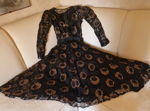 Abito vintage pizzo - pizzo, nero