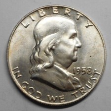 USA Half Dollar Franklin 1958D  UNC