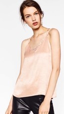 Top raso Zara pizzo rosa rosa