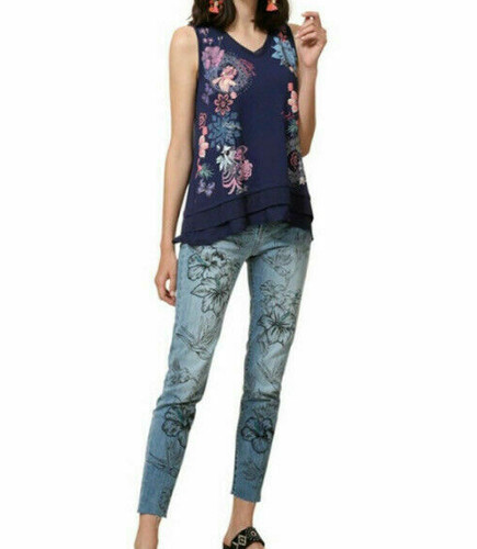 Canotta donna desigual blu - canotta,
