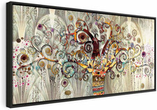 - Quadro Con Cornice Nera Gustav Klimt 120X60 Cm 1 Pezzo - Stampa Su Tela - XXL 