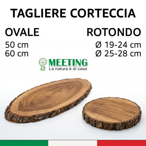 Tagliere legno corteccia ovale - legno,