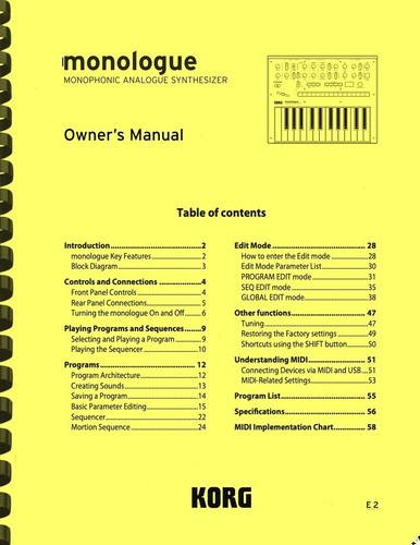 Korg monologo manuale - monologo,