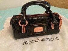 Roccobarocco borsa bauletto con manici nero lucido