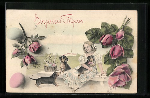 Cartolina ragazza con tre