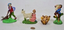 4 Statuine Presepe GESÙ Bambino Pastori Contadini anni'40 Resina Pasta H10-1HN