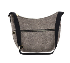 BORBONESE LUNA BAG MEDIUM Borsa Donna Tracolla O.P.Naturale con Zip Nylon Pelle