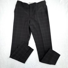 Pantaloni Etro Uomo 34 US Grigio Finestra Lana Vestito Pantaloni Piatto Fronte Made in Italy