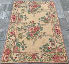 Tappeto Aubusson vintage fatto a mano stile francese punto catena tappeto punto ago 4x6 piedi