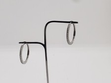 ORECCHINI A CERCHIO IN ORO BIANCO 750 18KT CON ZIRCONI 2,4 GRAMMI (6245)