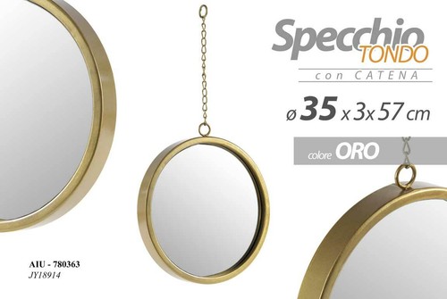 Specchio tondo sospeso - tondo, in
