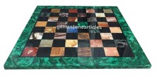 Tavolo in marmo verde 15" floreale multi pietra scacchi mosaico intarsio decorazioni sala giochi