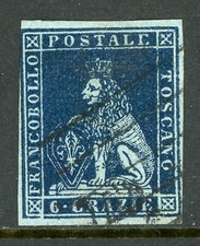 Italia 1851 Toscana 6cr Indigo Scott #7b VFU M864