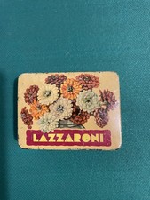 VINTAGE PICCOLA SCATOLA IN LATTA BISCOTTI LAZZARONI 8,5 X 6,5 X 3