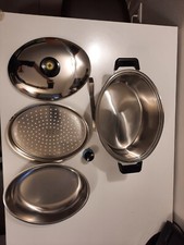 Pentola ovale AMC Con Griglia Vassoio Pinza