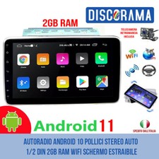 AUTORADIO ANDROID 10 POLLICI STEREO AUTO 1/2 DIN 2GB RAM WIFI SCHERMO ESTRAIBILE