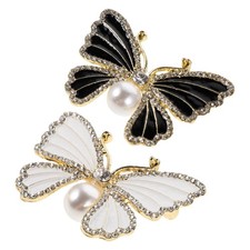  2 Spille Farfalla con Cristalli, Spille da Donna con Strass e Perline,