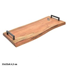 VASSOIO TAGLIERE IN LEGNO NATURALE CON MANICI FERRO EFFETTO RUSTICO ART.05605