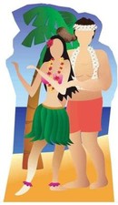 Hawaiian couple beach party - couple,