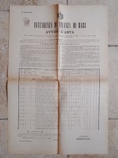 MANIFESTO INTENDENZA DI FINANZA BARI AVVISO D'ASTA 1890 MASSERIA GEMMABELLA NOCI