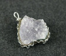 CIONDOLO con Gancio Pietra Naturale Viola Rosa QUARZO PER COLLANA Pendente Moda