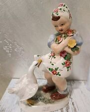 CARLO MOLLICA BAMBINA CON CIGNO 1940 circa STATUINA CERAMICA cm 24. PERFETTA!