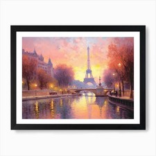 Paris, Eiffel Tower At Sunset