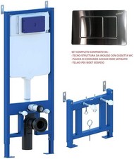 Set sostegno wc e bidet sospesi da incasso completo di cassetta scarico placca e