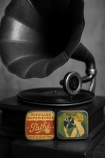 Coppia antiche scatolette latta puntine grammofono Pathé