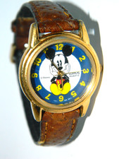 Orologio Topolino Cinturino Marrone Numeri Blu e Giallo Nuovo Scatola Batteria 148
