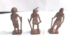 Lotto 3 Soldatini Sorprese Kinder In Metallo Serie Indiani anni 70-80