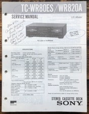 Sony TC-WR80ES TC-WR820A Manuale di servizio cassetta *Originale*