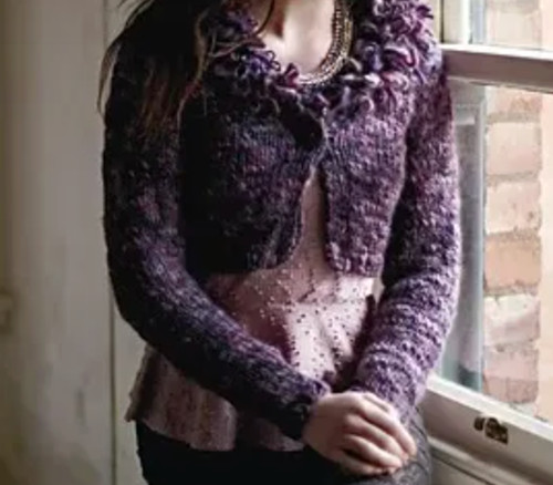 Cardigan bolero viola lavorato