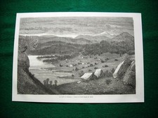 Gravure année 1860 la vallée de Bolkesjo, Norvège + Carte du Haut Telemark