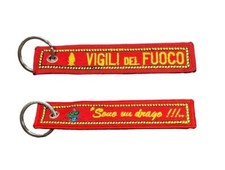 Portachiavi a Nastro Ricamato Ambo le Parti Vigili Del Fuoco sono un drago