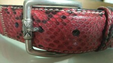 Cintura donna RARE Pitone Rosso Vera Pelle Hand Made in Italy fibbia anticata 